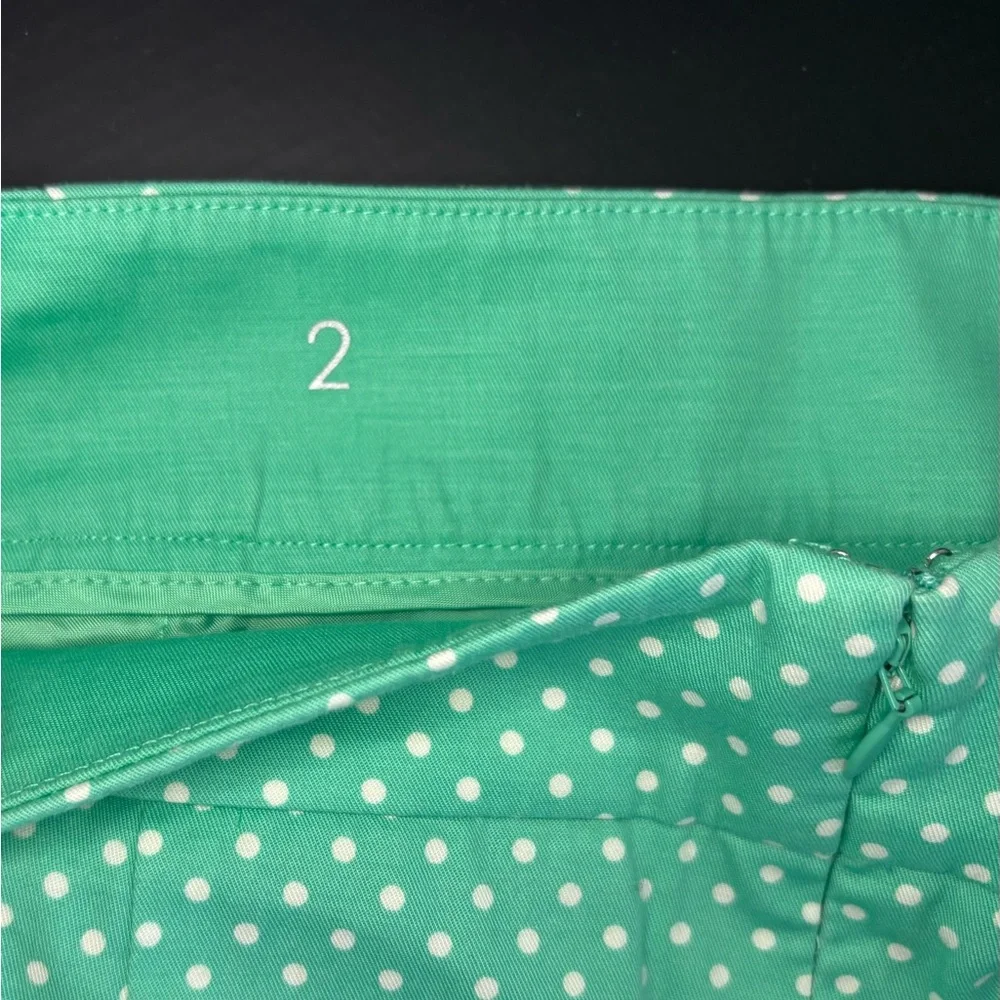 🌸Ann Taylor Green Cotton Polka Dot Skirt🌸 - Picture 8 of 9